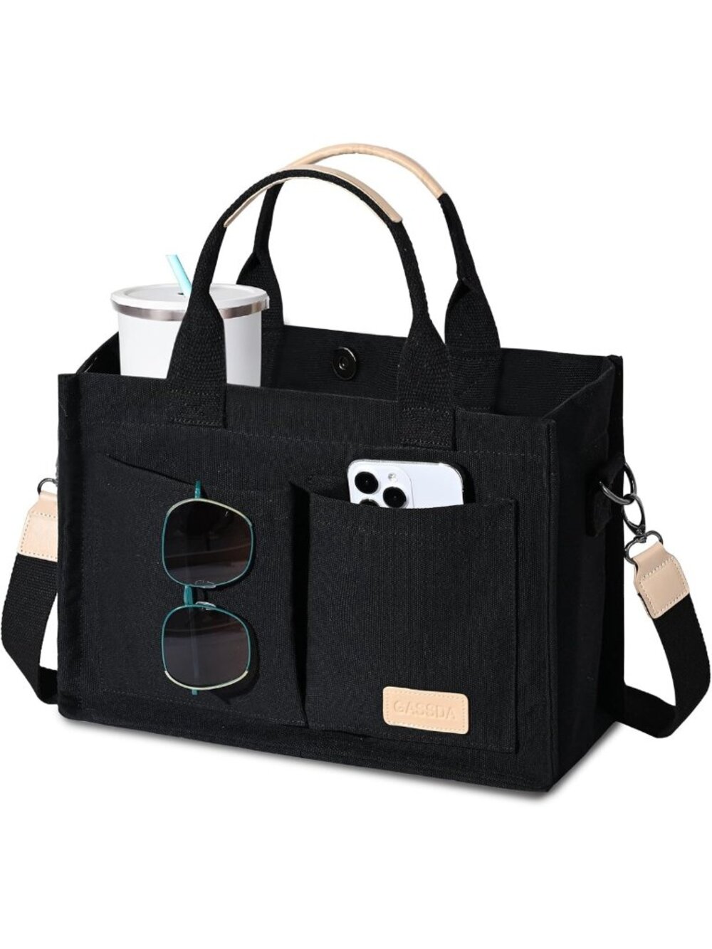 Stylish Canvas Tote Bag for Women | Versatile Crossbody Purse with Pockets